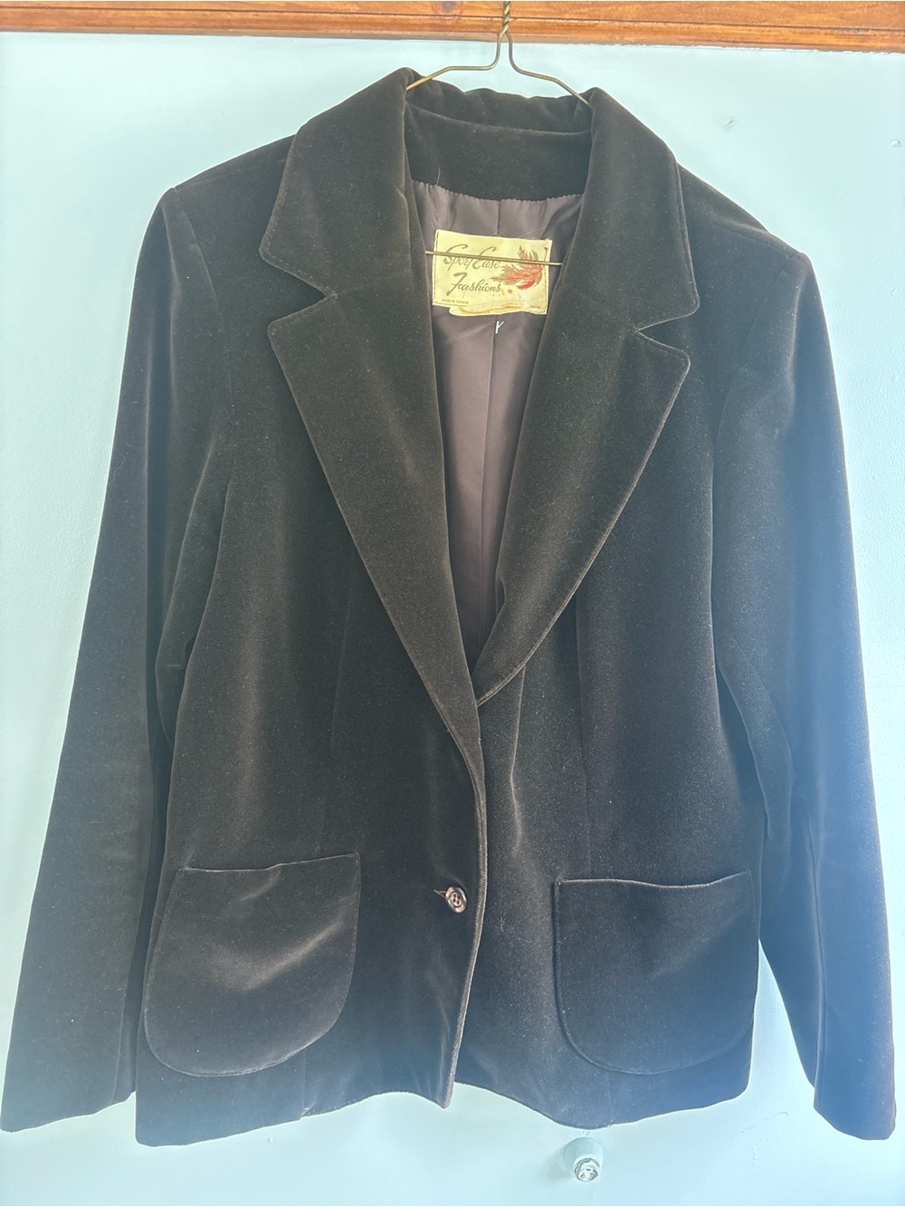 Women's Black Velvet Single-Button Blazer Jacket